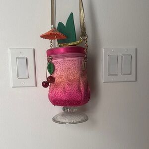 Betsey Johnson Embellished Pink Ombré Cocktail Crossbody Bag
